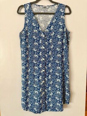 EUC Y2K GAP Blue Paisley V-Neck Mini Dress
